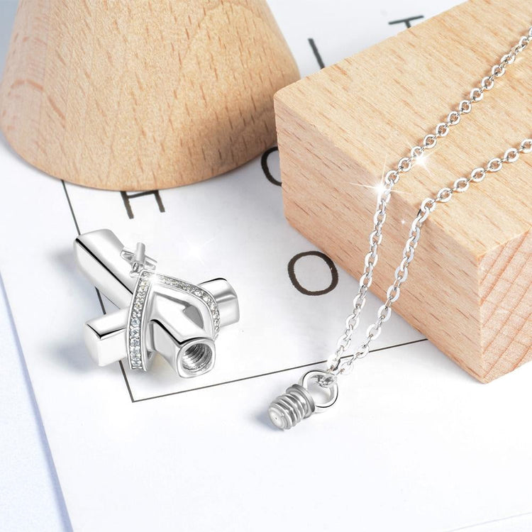 925 Sterling Silver Memorial Keepsake Cross Ash Cremation Necklace, Urn Necklace - onlyone
