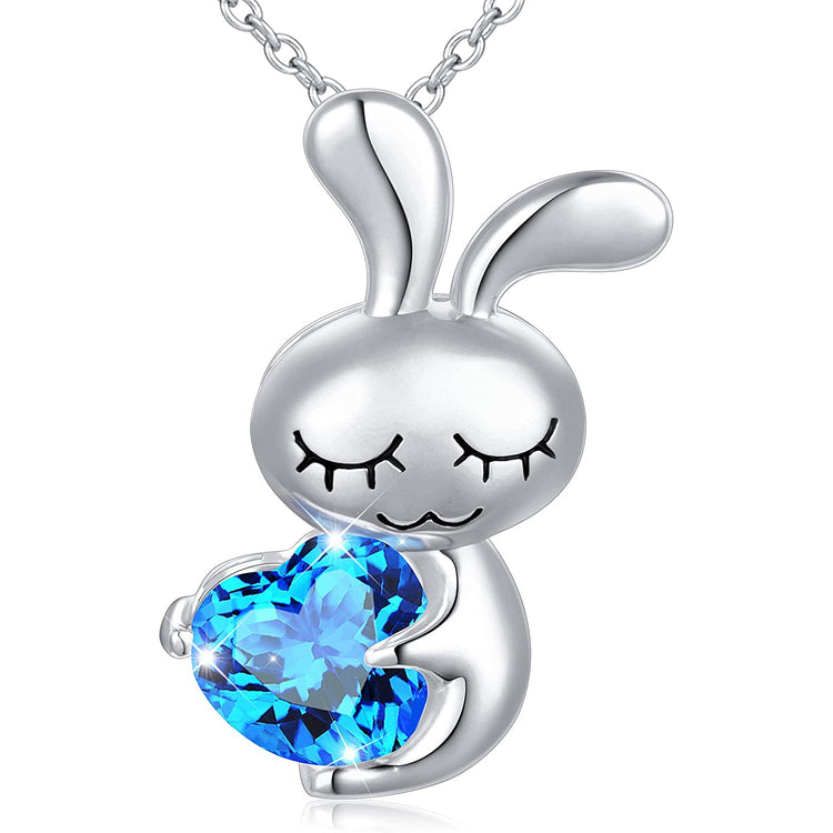 925 Sterling Silver Cute Animal Jewelry Cubic Zirconia Love Heart Pendant Necklace for Women - onlyone