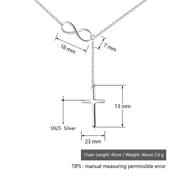 925 Sterling Silver Infinity Love Necklace With Cross Fashion Chain Necklace - onlyone