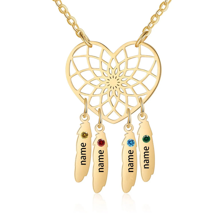 Collier attrape-rêve en argent sterling 925 avec pendentif attrape-rêve en pierre de naissance, cadeau de nom personnalisé pour femmes