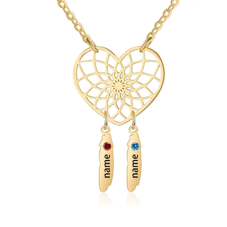 Collier attrape-rêve en argent sterling 925 avec pendentif attrape-rêve en pierre de naissance, cadeau de nom personnalisé pour femmes