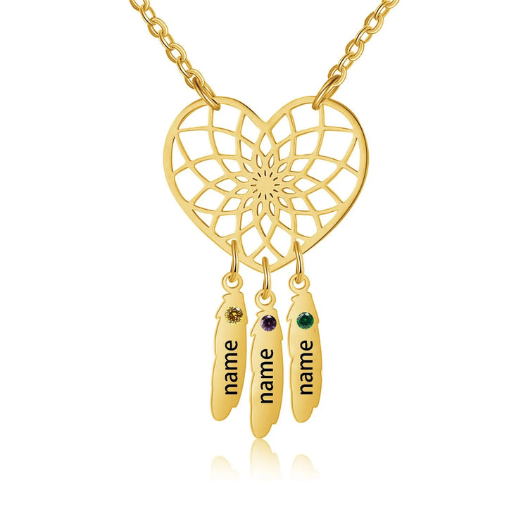 Collier attrape-rêve en argent sterling 925 avec pendentif attrape-rêve en pierre de naissance, cadeau de nom personnalisé pour femmes