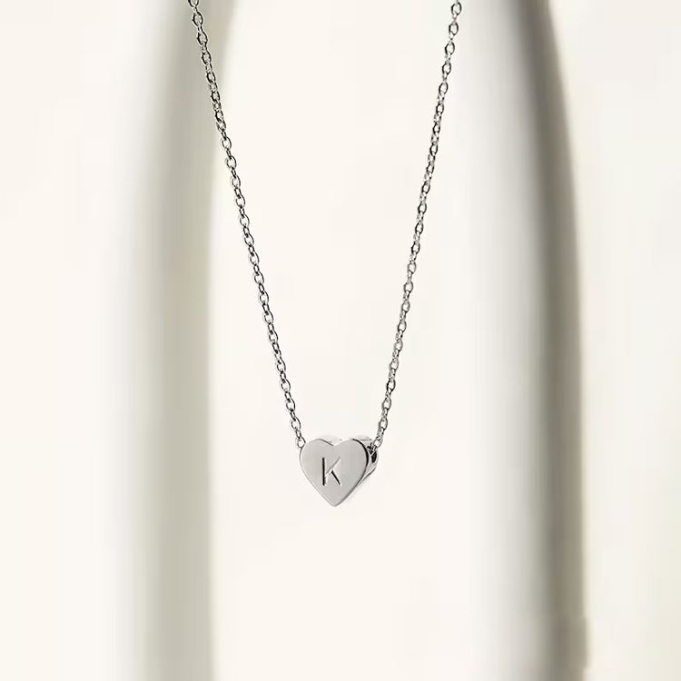 925 Sterlingsilber Tiny Heart Initial Halskette Personalisierte Briefanhänger Halskette