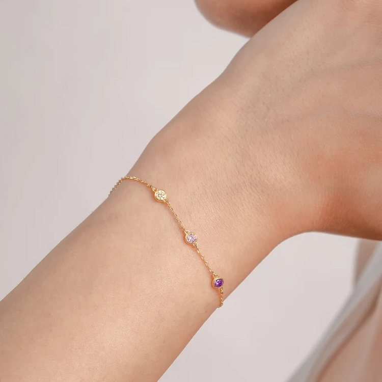 925 Sterling Silver Birthstone Bracelet for Mom