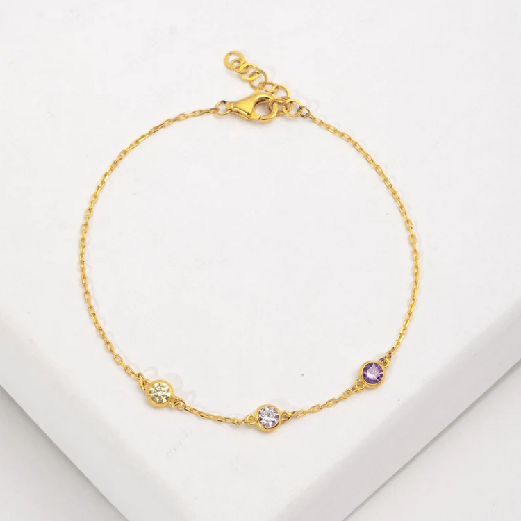 925 Sterling Silver Birthstone Bracelet for Mom
