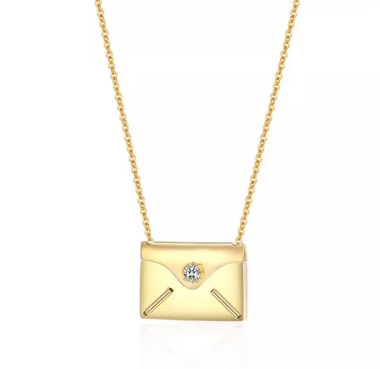 925 Sterling Silver Personalized Envelope Love Letter Locket Secret Message Necklace