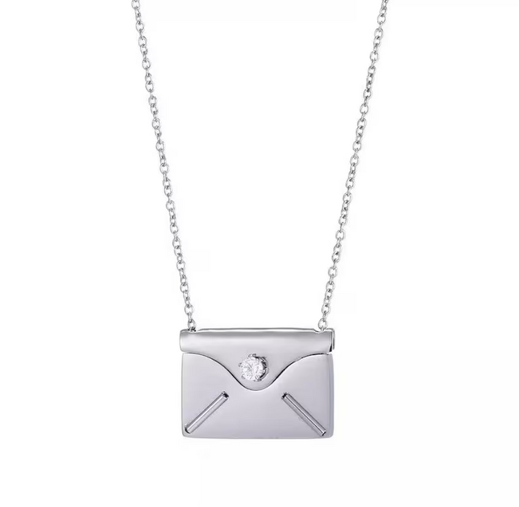 925 Sterling Silver Personalized Envelope Love Letter Locket Secret Message Necklace