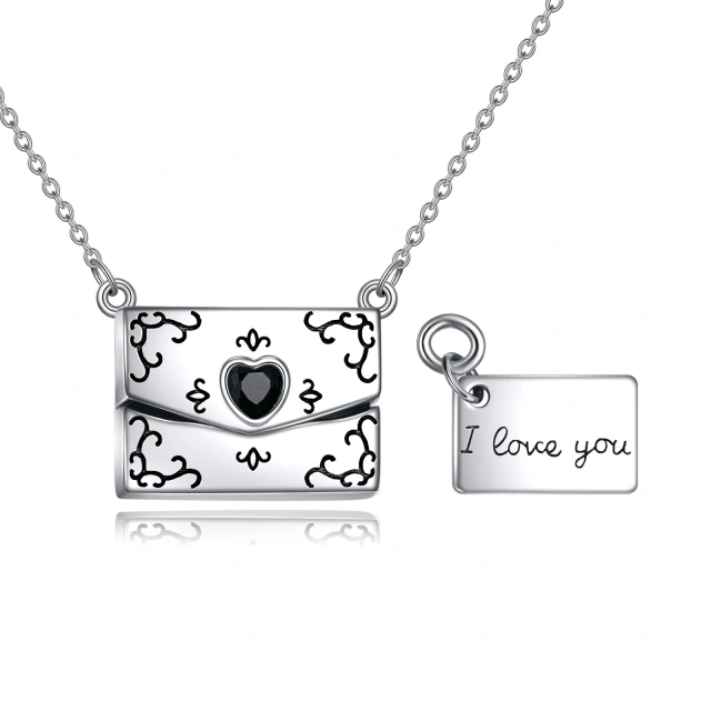 925 Sterling Silver Envelope Necklace With Crystal I Love You Secret Message Jewelry Gifts for Women