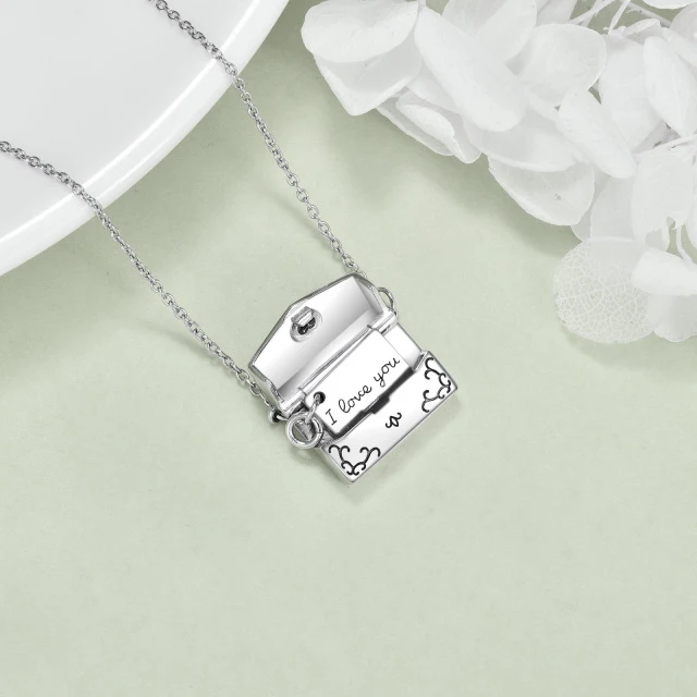 925 Sterling Silver Envelope Necklace With Crystal I Love You Secret Message Jewelry Gifts for Women