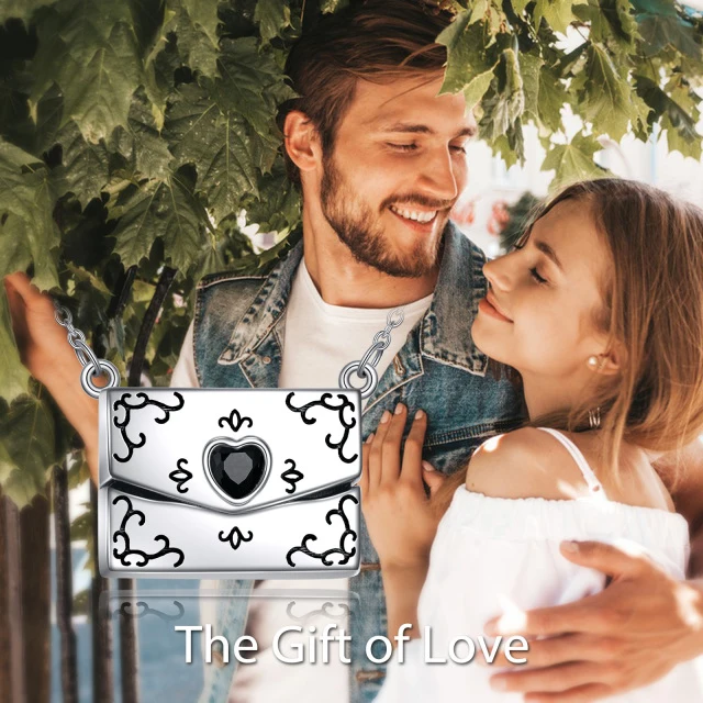 925 Sterling Silver Envelope Necklace With Crystal I Love You Secret Message Jewelry Gifts for Women