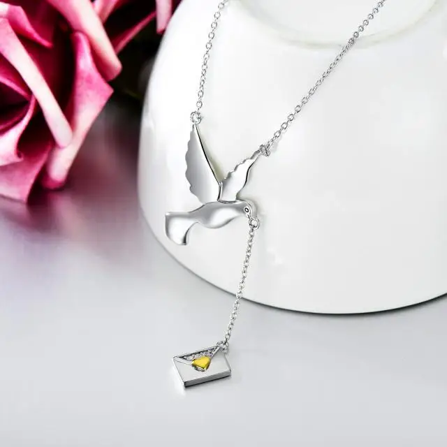 925 Sterling Silber Tauben umschlag Anhänger Halskette Liebesbrief Halsketten Schmuck Geschenk für Liebhaber