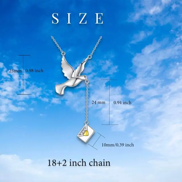 925 Sterling Silber Tauben umschlag Anhänger Halskette Liebesbrief Halsketten Schmuck Geschenk für Liebhaber