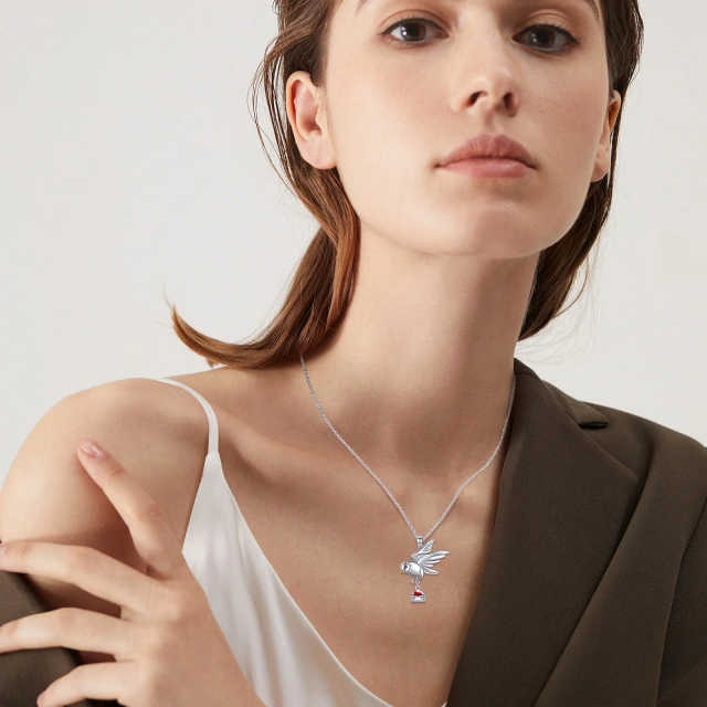 925 Sterling Silber Tauben umschlag Anhänger Halskette Liebesbrief Halsketten Schmuck Geschenk für Liebhaber