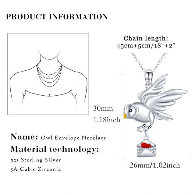 925 Sterling Silber Tauben umschlag Anhänger Halskette Liebesbrief Halsketten Schmuck Geschenk für Liebhaber