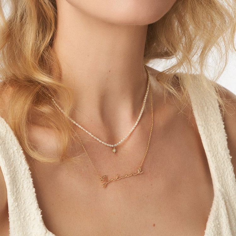 925 Sterling Silver Personalized Signature Style Name Necklace, Gift for Mom