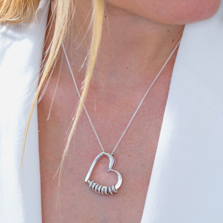 925 Sterling Silber Charming Hart Anhänger Halskette Nam plattierte Halskette, Geschenk für Mama