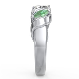 Bague de rangée marquise en spirale en argent sterling 925 avec 4 pierres de naissance