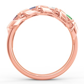 Bague de rangée marquise en spirale en argent sterling 925 avec 4 pierres de naissance