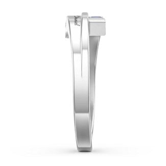 925 Sterling Silver Double Baguette Bypass Birthstone Ring