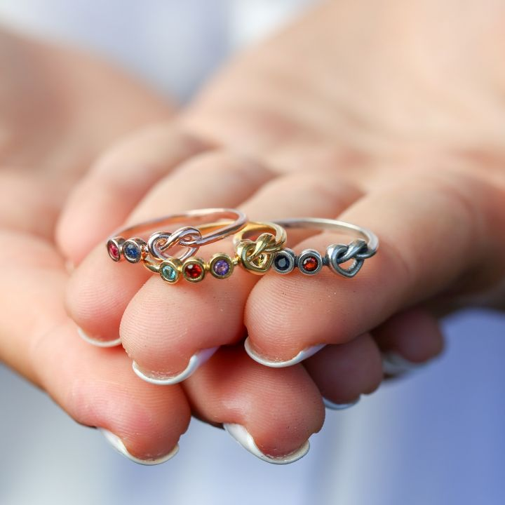 925 Sterling Silver Ties of The Heart Birthstone Ring