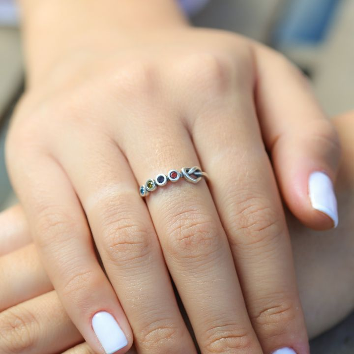 925 Sterling Silver Ties of The Heart Birthstone Ring