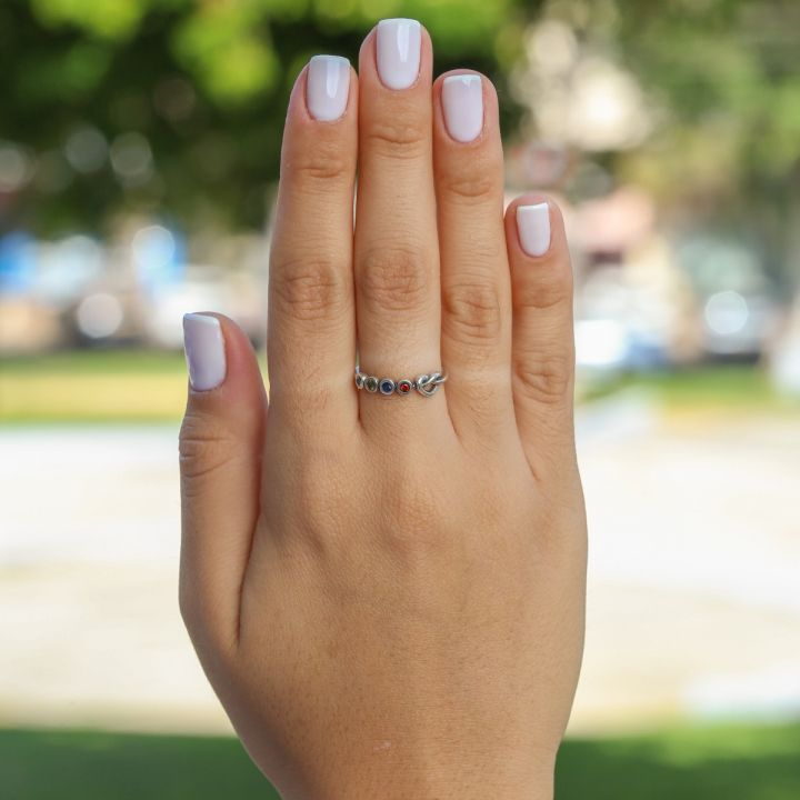 925 Sterling Silver Ties of The Heart Birthstone Ring