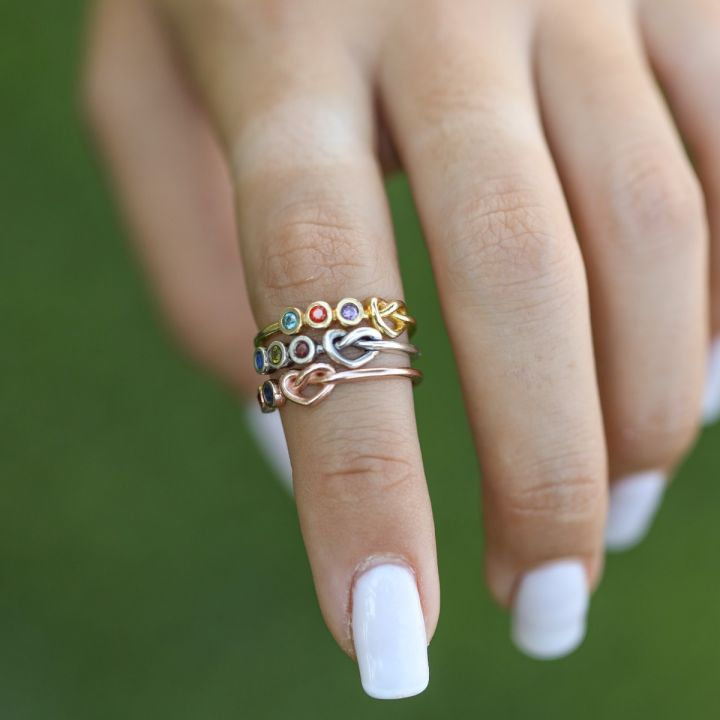925 Sterling Silver Ties of The Heart Birthstone Ring