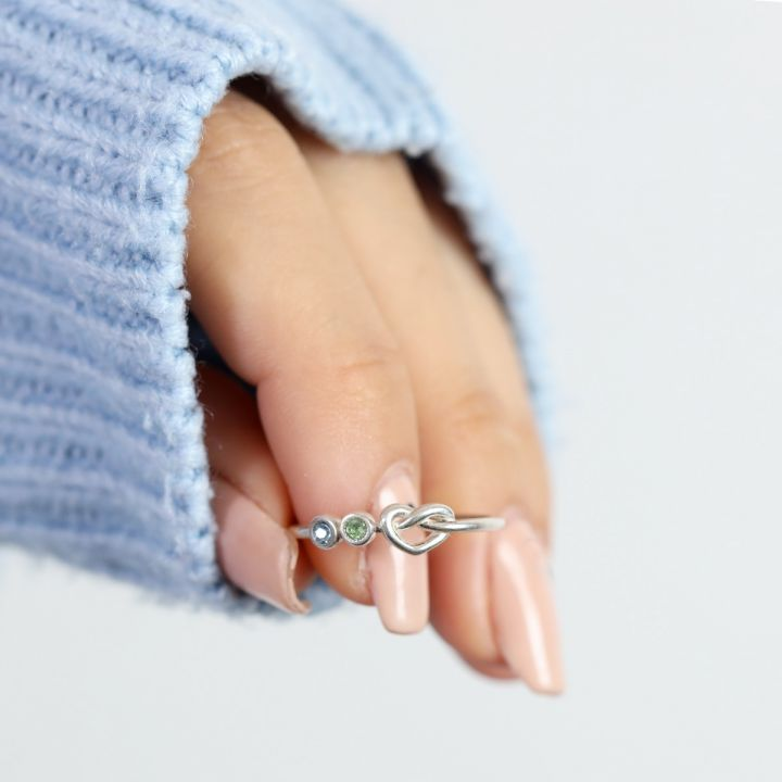925 Sterling Silver Ties of The Heart Birthstone Ring