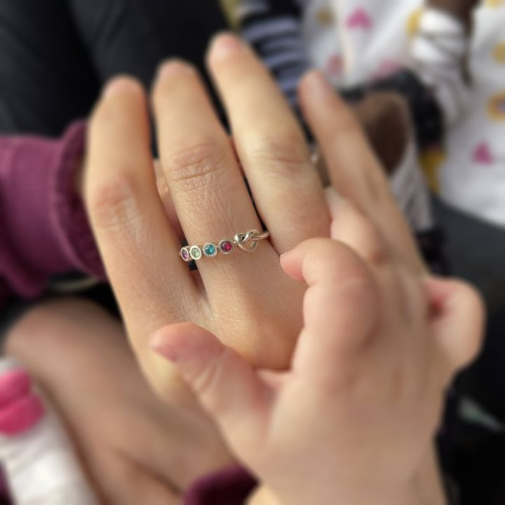 925 Sterling Silver Ties of The Heart Birthstone Ring