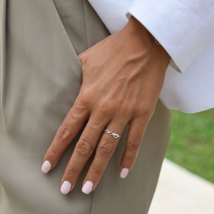 925 Sterling Silver Ties of The Heart Birthstone Ring