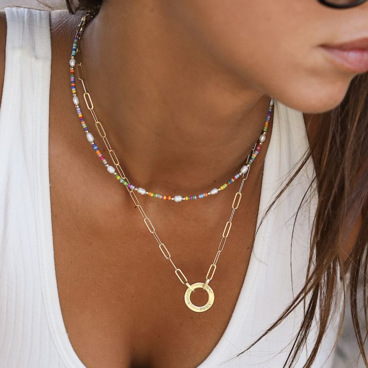 925 Sterling Silver Family Circle Link Chain Name Necklace