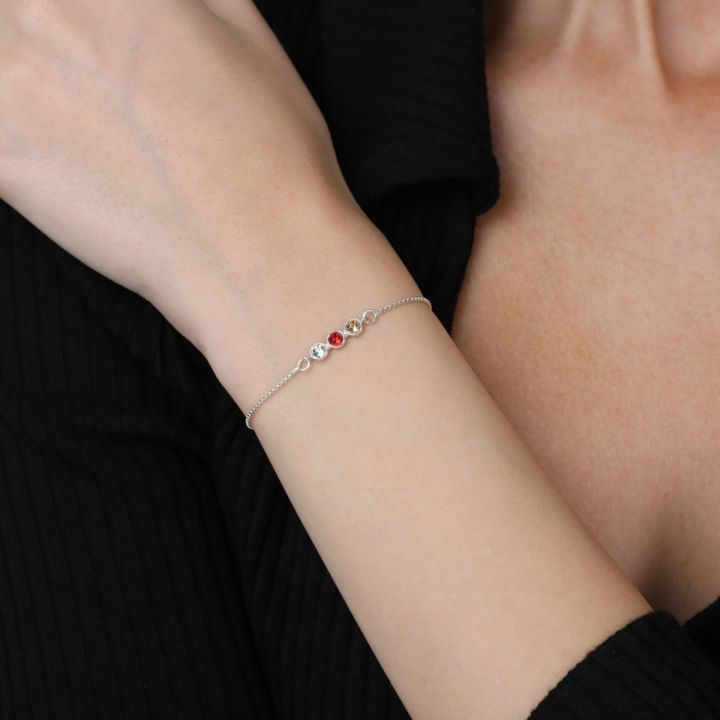 925 Sterling Silver Stars Birthstone Bracelet Personalized Bracelet