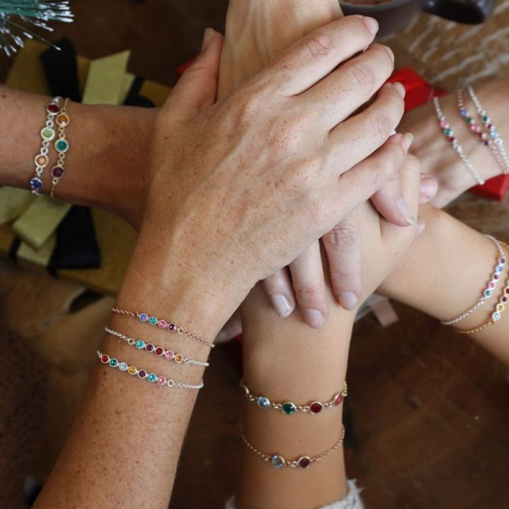 925 Sterling Silver Stars Birthstone Bracelet Personalized Bracelet