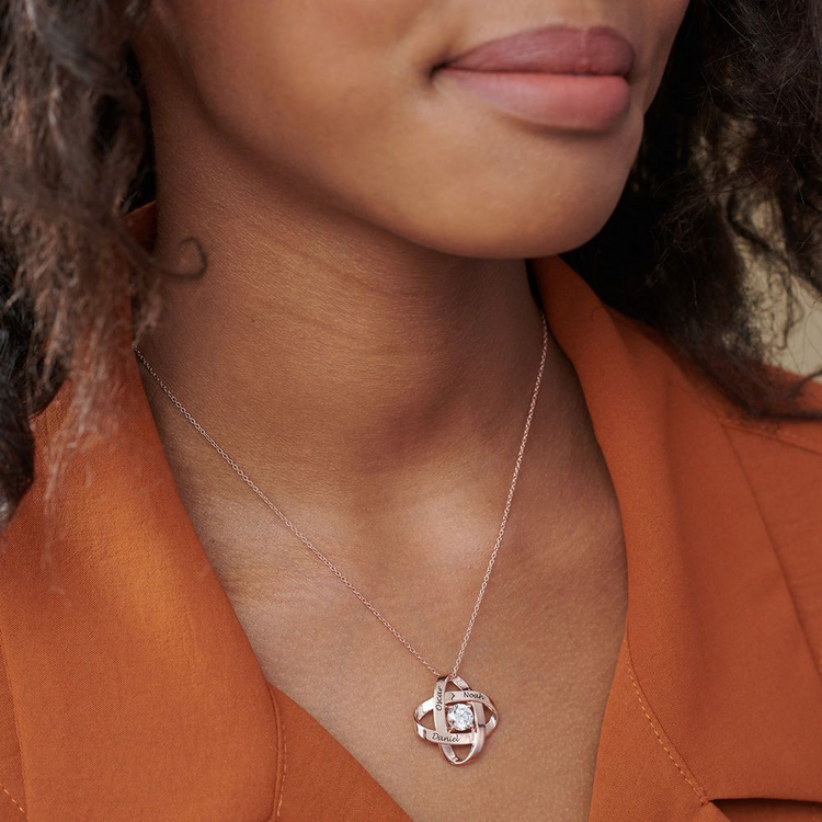 925 Sterling Silver Galaxy Necklace With Zirconia Nameplated Necklace