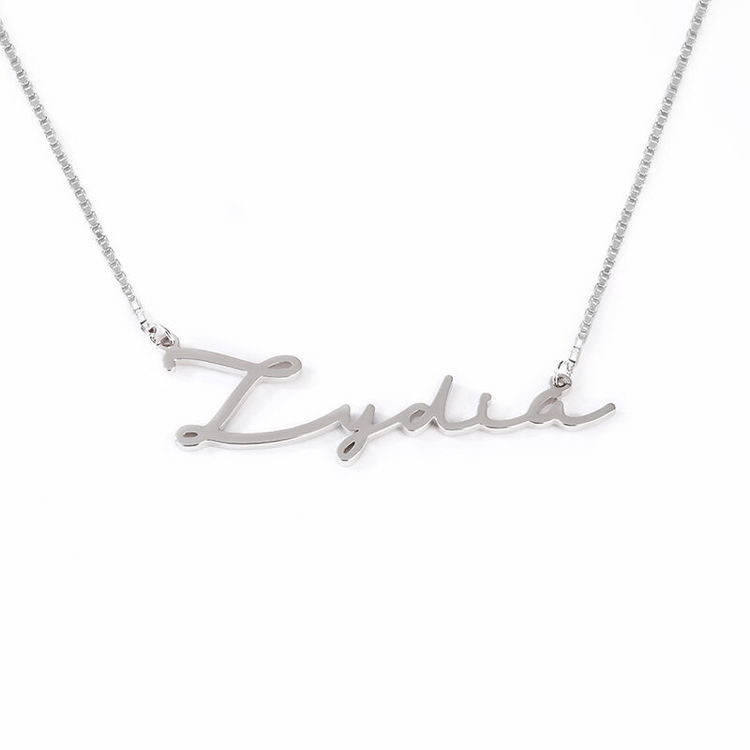 925 Sterling Silver Personalized Signature Style Name Necklace