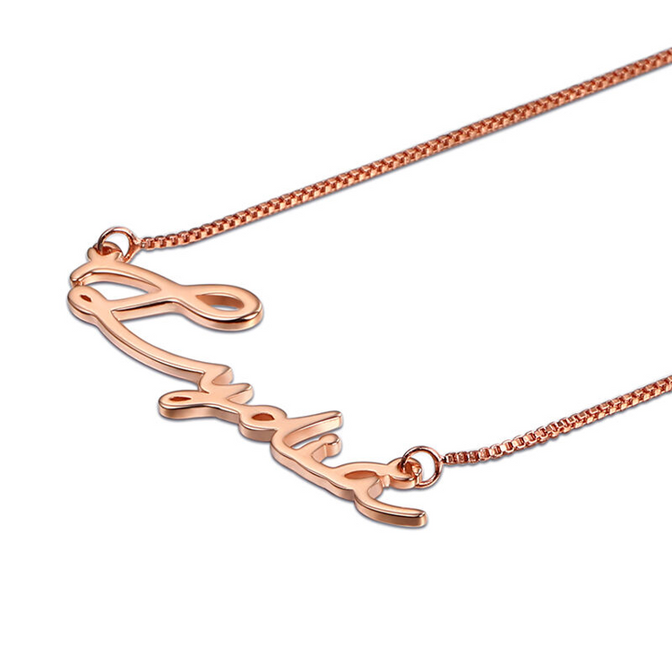925 Sterling Silver Personalized Signature Style Name Necklace