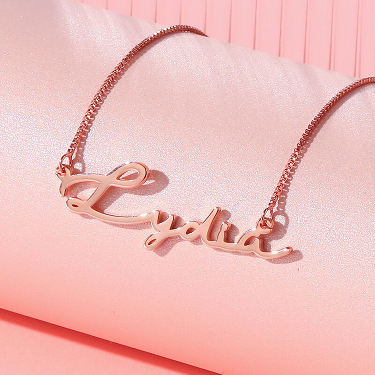 925 Sterling Silver Personalized Signature Style Name Necklace