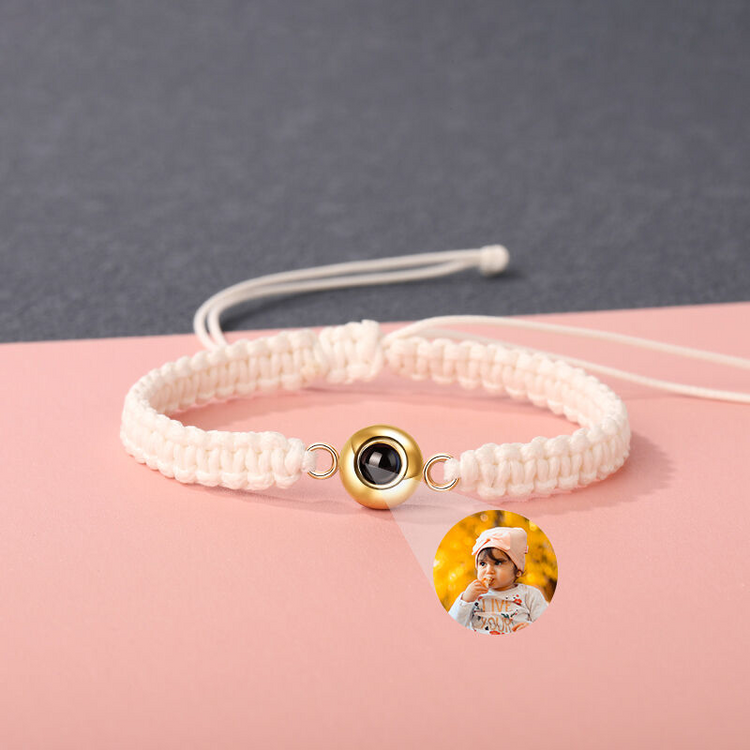 Personalized Braided Black Rope Photo Projection Bracelet Sweet Cool Gift