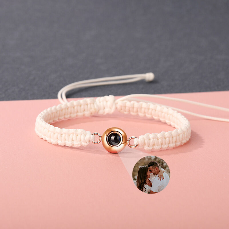 Personalized Braided Black Rope Photo Projection Bracelet Sweet Cool Gift