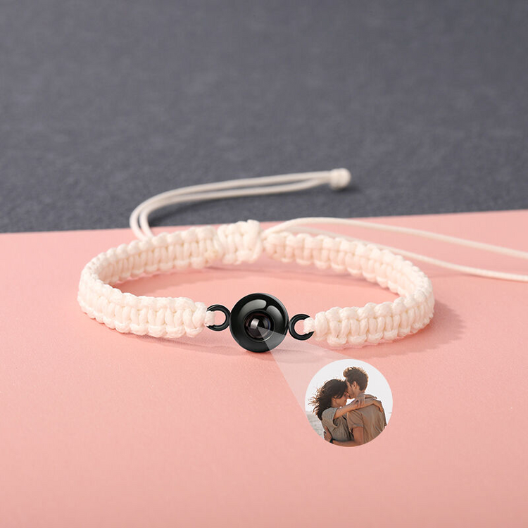 Personalized Braided Black Rope Photo Projection Bracelet Sweet Cool Gift