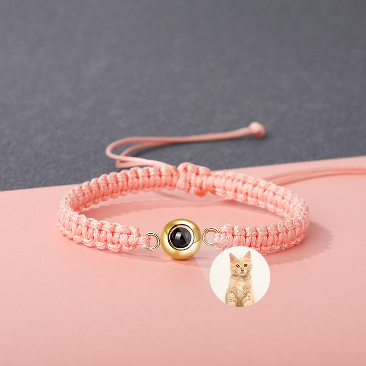 Personalized Braided Black Rope Photo Projection Bracelet Sweet Cool Gift
