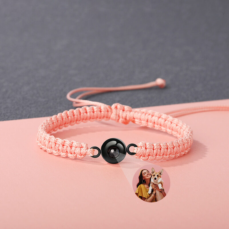 Personalized Braided Black Rope Photo Projection Bracelet Sweet Cool Gift