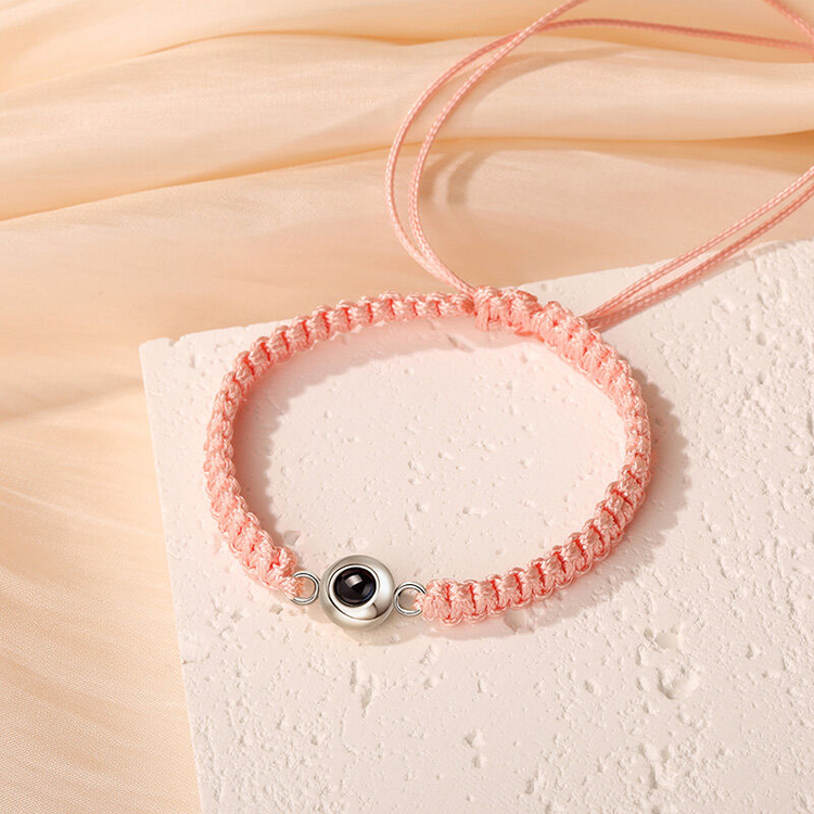 Personalized Braided Black Rope Photo Projection Bracelet Sweet Cool Gift