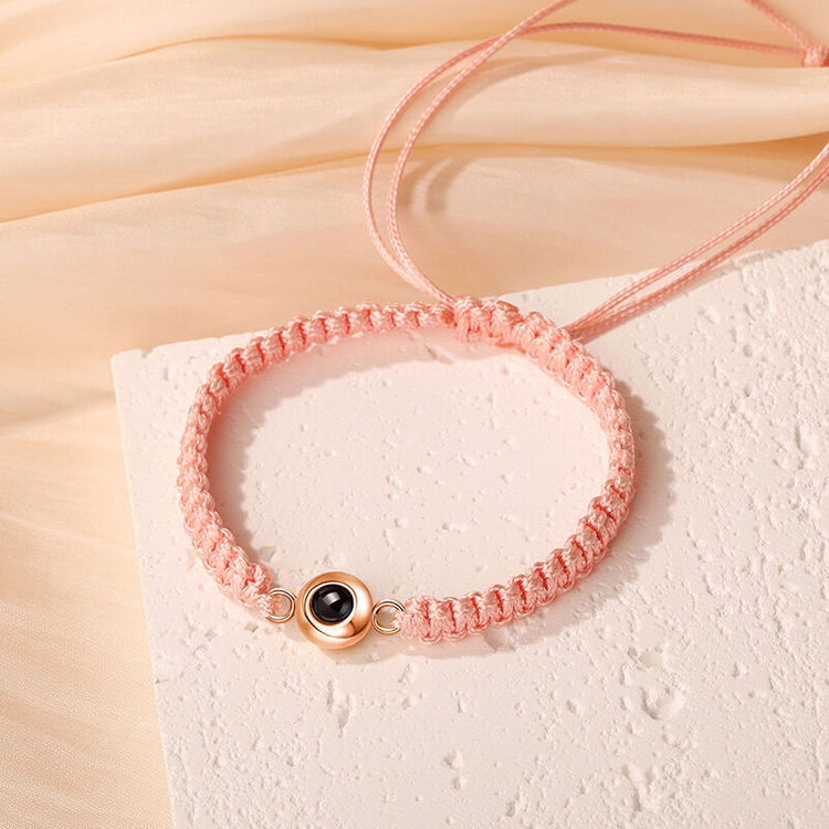 Personalized Braided Black Rope Photo Projection Bracelet Sweet Cool Gift