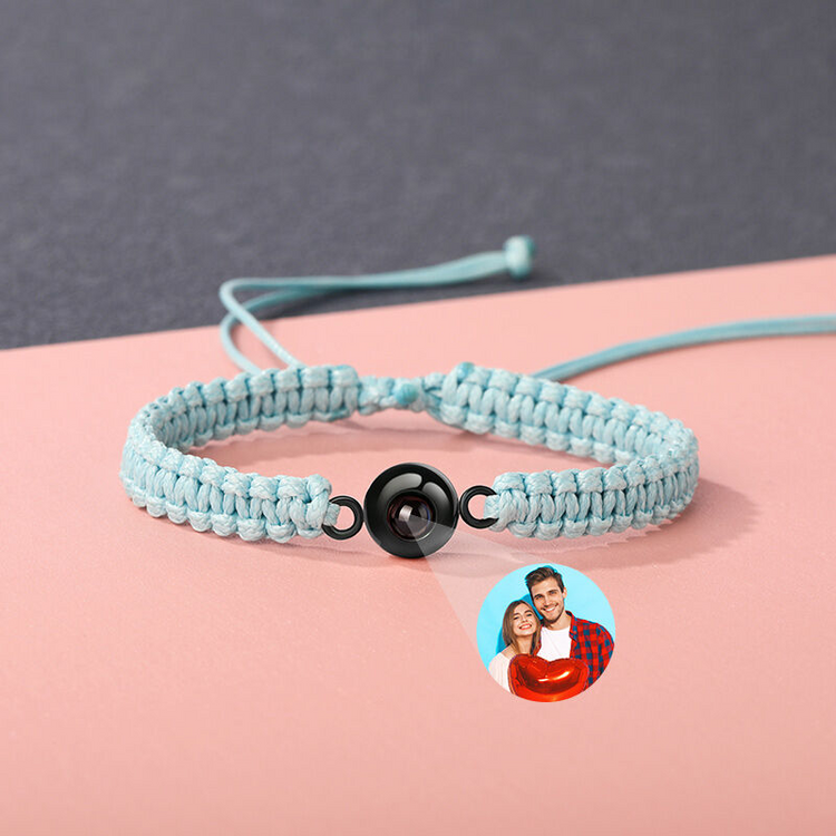 Personalized Braided Black Rope Photo Projection Bracelet Sweet Cool Gift