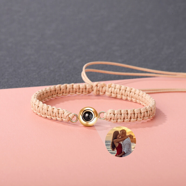 Personalized Braided Black Rope Photo Projection Bracelet Sweet Cool Gift