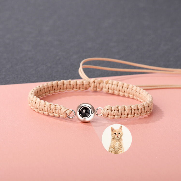 Personalized Braided Black Rope Photo Projection Bracelet Sweet Cool Gift