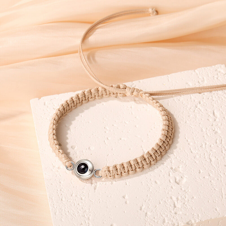 Personalized Braided Black Rope Photo Projection Bracelet Sweet Cool Gift