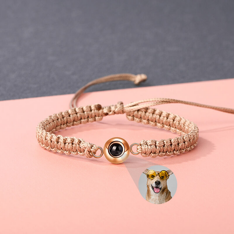 Personalized Braided Black Rope Photo Projection Bracelet Sweet Cool Gift