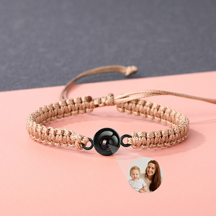 Personalized Braided Black Rope Photo Projection Bracelet Sweet Cool Gift